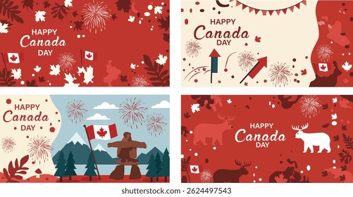 Happy Canada Day Illustration Set: Celebrating the Nation