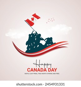 Happy Canada day. Canada independence day creative ads 1 July. vector 3d illustration