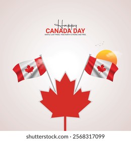 Happy Canada day. Canada independence day creative ads 1 July. vector 3d illustration