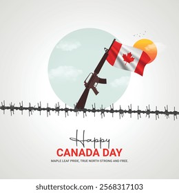 Happy Canada day. Canada independence day creative ads 1 July. vector 3d illustration