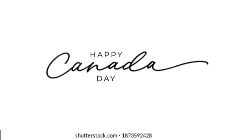 Happy Canada day ink pen vector calligraphy. Hand drawn black line lettering isolated on white background. Canada Day greeting card typography. Vector ink illustration for greeting cards, invitations