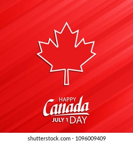 Happy Canada Day, july 1 national holiday celebrate card with maple leaf symbol and hand lettering. Vector illustration.