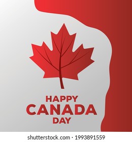 Happy Canada Day. July 1. Canada Day greeting card background - red Happy Canada Day typography design with maple leaf