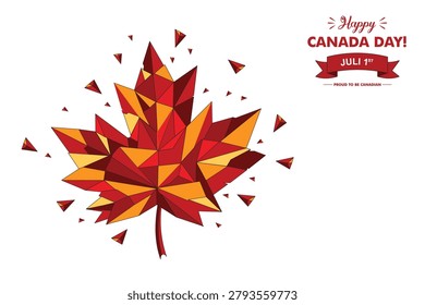 Happy Canada Day Low Poly Maple Leaf Vector Illustration