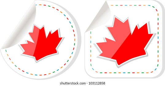 Happy Canada Day maple leaf card stickers set