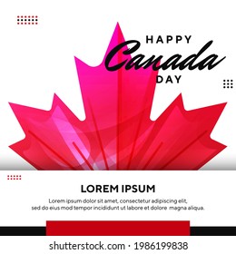 Happy canada day with maple leaf