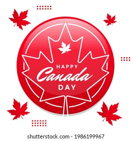 Happy canada day with maple leaf