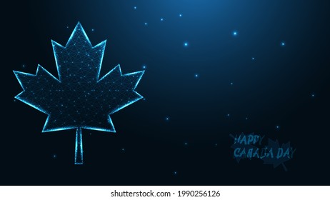 Happy Canada day. Maple leaf line connection. Low poly wireframe design. Abstract geometric background. vector illustration.