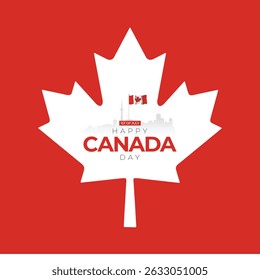 Happy Canada Day with Maple Leaf Vector Illustration. 1st of July Canada day Greeting Design.