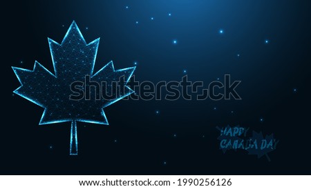 Happy Canada day. Maple leaf line connection. Low poly wireframe design. Abstract geometric background. vector illustration.