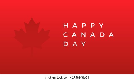 Happy Canada day modern banner, sign, design concept, cover, greeting card, with white luxurious text on a red background with canadian maple leaf  