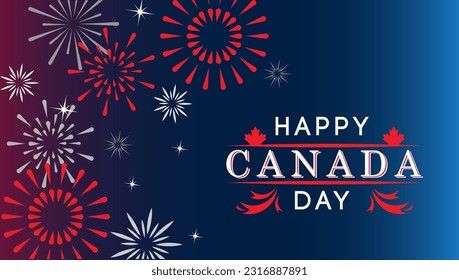 Happy Canada Day, National Day of Canada Celebration Banner, Background With fireworks.