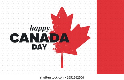 Happy Canada Day. National holiday, celebrated annual in July 1. Canadian flag. Maple leaf. Patriotic symbol and elements. Poster, card, banner and background. Vector illustration