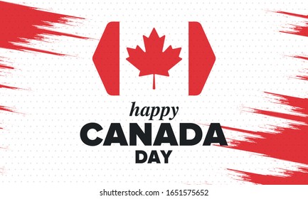 Happy Canada Day. National holiday, celebrated annual in July 1. Canadian flag. Maple leaf. Patriotic symbol and elements. Poster, card, banner and background. Vector illustration