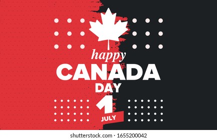 Happy Canada Day. National holiday, celebrated annual in July 1. Canadian flag. Maple leaf. Patriotic symbol and elements. Poster, card, banner and background. Vector illustration