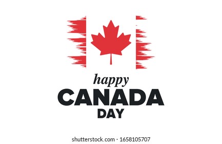 Happy Canada Day. National holiday, celebrated annual in July 1. Canadian flag. Maple leaf. Patriotic symbol and elements. Poster, card, banner and background. Vector illustration