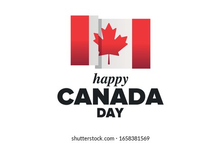 Happy Canada Day. National holiday, celebrated annual in July 1. Canadian flag. Maple leaf. Patriotic symbol and elements. Poster, card, banner and background. Vector illustration