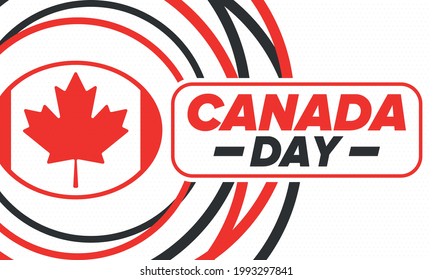 Happy Canada Day. National holiday, celebrated annual in July 1. Canadian flag. Maple leaf. Patriotic symbol and elements. Poster, card, banner and background. Vector illustration