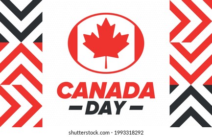 Happy Canada Day. National holiday, celebrated annual in July 1. Canadian flag. Maple leaf. Patriotic symbol and elements. Poster, card, banner and background. Vector illustration