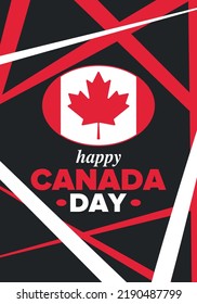 Happy Canada Day. National holiday, celebrated annual in July 1. Canadian flag. Maple leaf. Patriotic symbol and elements. Poster, card, banner and background. Vector illustration