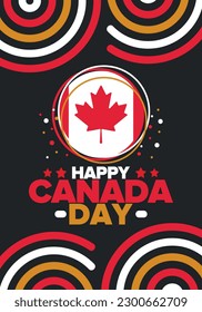 Happy Canada Day. National holiday, celebrated annual in July 1. Canadian flag. Maple leaf. Patriotic symbol and elements. Poster, card, banner and background. Vector illustration