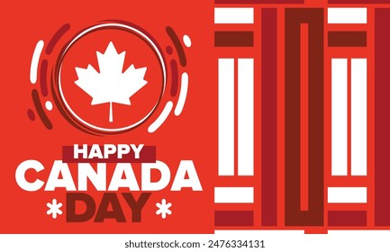 Happy Canada Day. National holiday, celebrated annual in July 1. Canadian flag. Maple leaf. Patriotic symbol and elements. Poster, card, banner and background. Vector illustration
