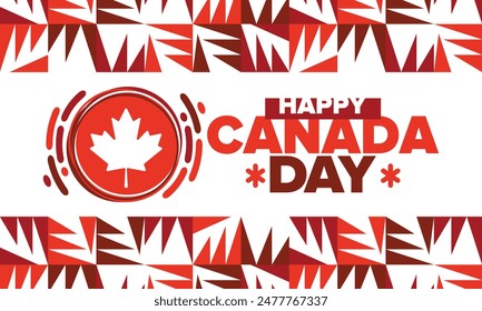 Happy Canada Day. National holiday, celebrated annual in July 1. Canadian flag. Maple leaf. Patriotic symbol and elements. Poster, card, banner and background. Vector illustration