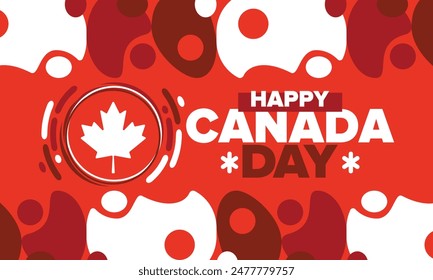 Happy Canada Day. National holiday, celebrated annual in July 1. Canadian flag. Maple leaf. Patriotic symbol and elements. Poster, card, banner and background. Vector illustration