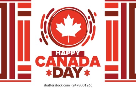 Happy Canada Day. National holiday, celebrated annual in July 1. Canadian flag. Maple leaf. Patriotic symbol and elements. Poster, card, banner and background. Vector illustration