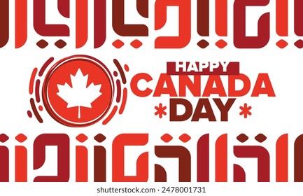 Happy Canada Day. National holiday, celebrated annual in July 1. Canadian flag. Maple leaf. Patriotic symbol and elements. Poster, card, banner and background. Vector illustration