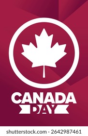 Happy Canada Day. National holiday, celebrated annual in July 1. Canadian flag. Maple leaf. Patriotic symbol and elements. Poster, card, banner and background. Vector illustration