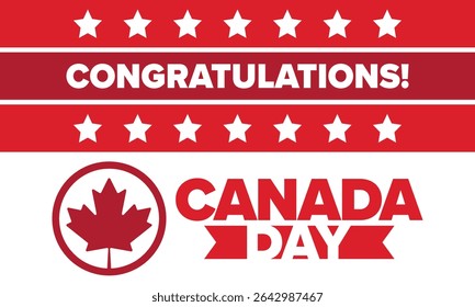 Happy Canada Day. National holiday, celebrated annual in July 1. Canadian flag. Maple leaf. Patriotic symbol and elements. Poster, card, banner and background. Vector illustration