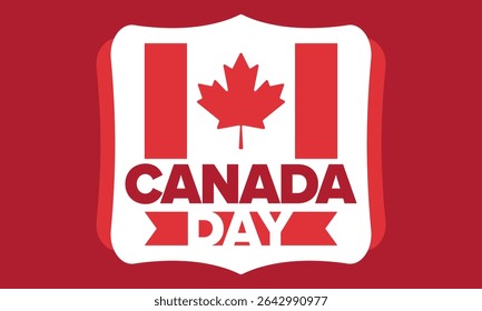Happy Canada Day. National holiday, celebrated annual in July 1. Canadian flag. Maple leaf. Patriotic symbol and elements. Poster, card, banner and background. Vector illustration