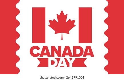 Happy Canada Day. National holiday, celebrated annual in July 1. Canadian flag. Maple leaf. Patriotic symbol and elements. Poster, card, banner and background. Vector illustration