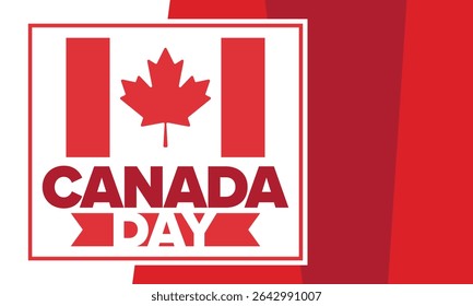 Happy Canada Day. National holiday, celebrated annual in July 1. Canadian flag. Maple leaf. Patriotic symbol and elements. Poster, card, banner and background. Vector illustration