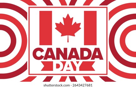 Happy Canada Day. National holiday, celebrated annual in July 1. Canadian flag. Maple leaf. Patriotic symbol and elements. Poster, card, banner and background. Vector illustration