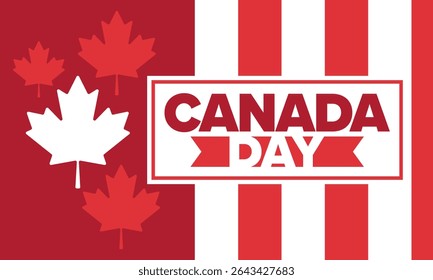 Happy Canada Day. National holiday, celebrated annual in July 1. Canadian flag. Maple leaf. Patriotic symbol and elements. Poster, card, banner and background. Vector illustration