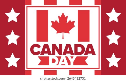 Happy Canada Day. National holiday, celebrated annual in July 1. Canadian flag. Maple leaf. Patriotic symbol and elements. Poster, card, banner and background. Vector illustration