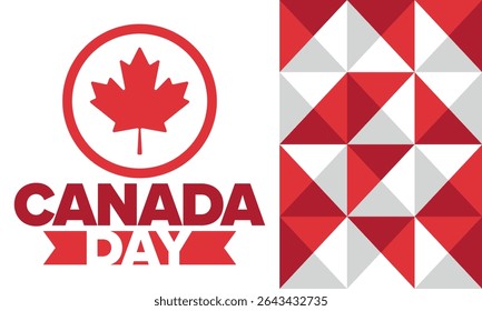 Happy Canada Day. National holiday, celebrated annual in July 1. Canadian flag. Maple leaf. Patriotic symbol and elements. Poster, card, banner and background. Vector illustration
