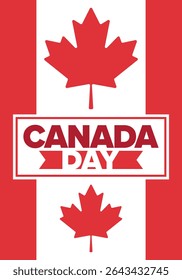 Happy Canada Day. National holiday, celebrated annual in July 1. Canadian flag. Maple leaf. Patriotic symbol and elements. Poster, card, banner and background. Vector illustration