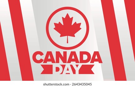 Happy Canada Day. National holiday, celebrated annual in July 1. Canadian flag. Maple leaf. Patriotic symbol and elements. Poster, card, banner and background. Vector illustration