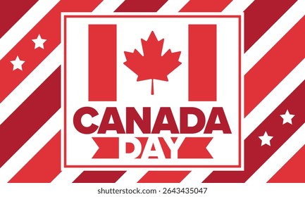 Happy Canada Day. National holiday, celebrated annual in July 1. Canadian flag. Maple leaf. Patriotic symbol and elements. Poster, card, banner and background. Vector illustration