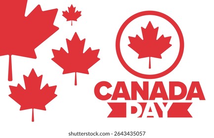 Happy Canada Day. National holiday, celebrated annual in July 1. Canadian flag. Maple leaf. Patriotic symbol and elements. Poster, card, banner and background. Vector illustration