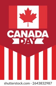 Happy Canada Day. National holiday, celebrated annual in July 1. Canadian flag. Maple leaf. Patriotic symbol and elements. Poster, card, banner and background. Vector illustration