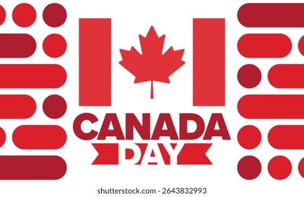 Happy Canada Day. National holiday, celebrated annual in July 1. Canadian flag. Maple leaf. Patriotic symbol and elements. Poster, card, banner and background. Vector illustration