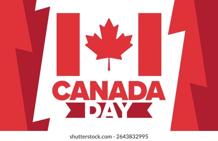 Happy Canada Day. National holiday, celebrated annual in July 1. Canadian flag. Maple leaf. Patriotic symbol and elements. Poster, card, banner and background. Vector illustration