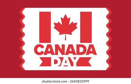 Happy Canada Day. National holiday, celebrated annual in July 1. Canadian flag. Maple leaf. Patriotic symbol and elements. Poster, card, banner and background. Vector illustration