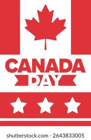 Happy Canada Day. National holiday, celebrated annual in July 1. Canadian flag. Maple leaf. Patriotic symbol and elements. Poster, card, banner and background. Vector illustration
