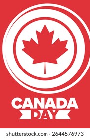Happy Canada Day. National holiday, celebrated annual in July 1. Canadian flag. Maple leaf. Patriotic symbol and elements. Poster, card, banner and background. Vector illustration