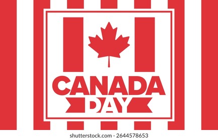 Happy Canada Day. National holiday, celebrated annual in July 1. Canadian flag. Maple leaf. Patriotic symbol and elements. Poster, card, banner and background. Vector illustration